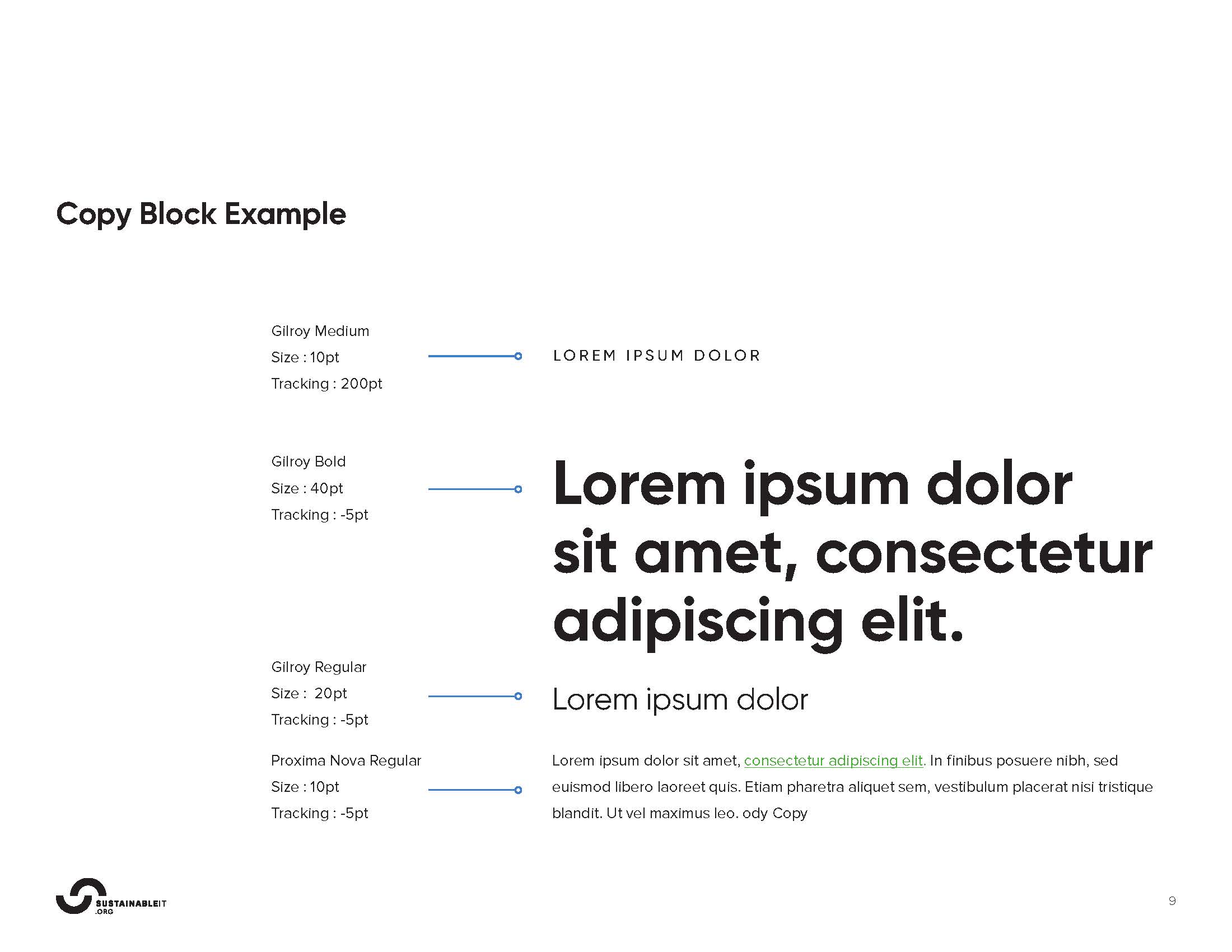 Typography copy block example showing Gilroy weights and sizes